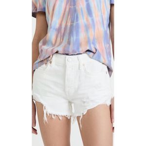 Free People Good Vibrations White Denim Distressed Shorts size 28